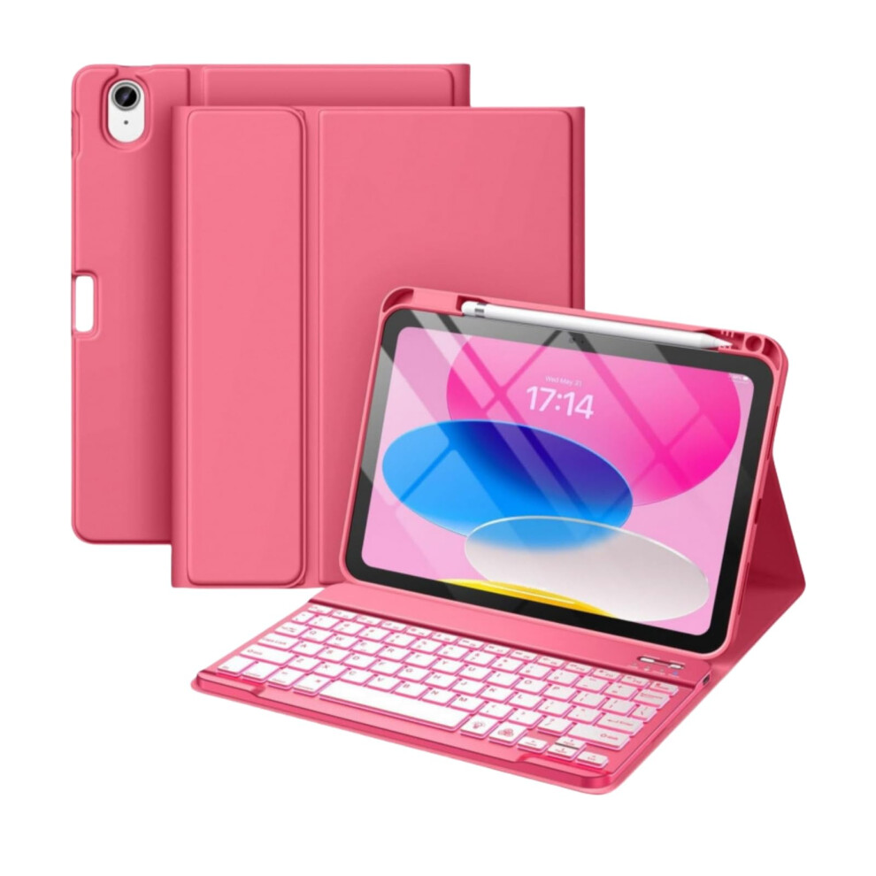 Keyboard Case For 11 Inch Tablet Gen 14 (20182022) Magnetic Detachable Keyboard Folio Stand With Pencil Holder Red 9339159802663