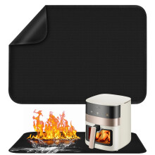 Fireproof Silicone Mat, 60x80cm, Heat Resistant for Air Fryer, NonSlip, Black
