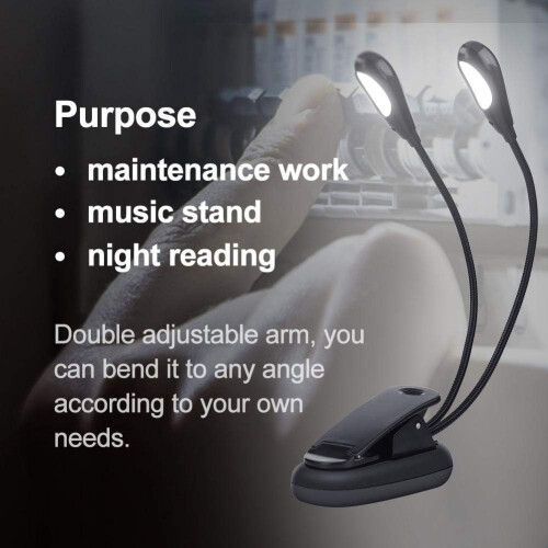 ClipOn Lamp, Music Stand Light, Double Adjustable Arm Light, Reading Lamp Ref: 9441 1