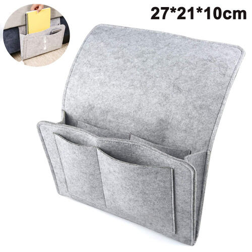 Multiple Storage Bedside Caddy Organizer, Double-Layered Felt Material With Versatile Usage For Electronics And More