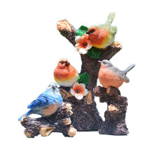 Figuras decorativas de resina con pájaros cantores, conjunto de estatuas de animales en miniatura de primera calidad, con detalles finos, adorno
