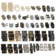 100 Stück Vintage Scrapbooking Sticker,Scrapbooking Sticker Set Vintage Washi Aufkleber Set,Selbstklebend Verschiedene Muster Mond Sticker Retro