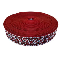Webbing 10 Yards Woven Jacquard Ribbon 3.3 cm Width Red Geometric Pattern For Clothing Straps Sewing Decor