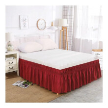 Solid Color Elastic Ruffle Bed Skirt Wrap Around Comfortable Fade Resistant Queen 60'x80'x15' Burgundy