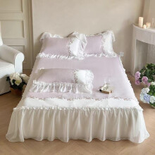 Platform Bed Skirt with Ruffles, Valance Bedspread, Ice Silk Fabric, Cool and Comfortable (B, 150cm*200cm)