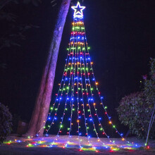 Create Shapes Waterfall Tree Lights, Outdoor Christmas Lights with Memory Function & Easy Installation for Holiday Decorations (Multicolor)