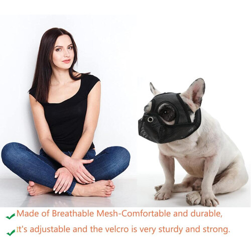 Short Snout Dog Muzzles,bulldog Muzzle Adjustable Breathable Mesh Dog Muzzle For Briting Chewing 2