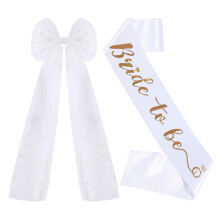 Bridal Hair Bow Veil With Pearl, Bride To Be Sash, White Hair Bow Clip, Bachelorette Party Accessories