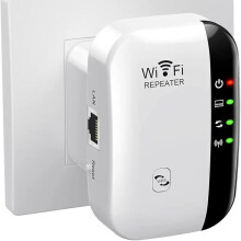 WLAN amplifier, WLAN repeater 300Mbit/s 2.4GHz, WiFi range extender with fast Ethernet port, WPS button, mini WLAN amplifier receiver