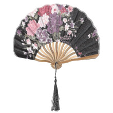 Vintage Cloth Fan Foldable Handheld Fan Japanese Style Hand Fan Wood Handheld Fan
