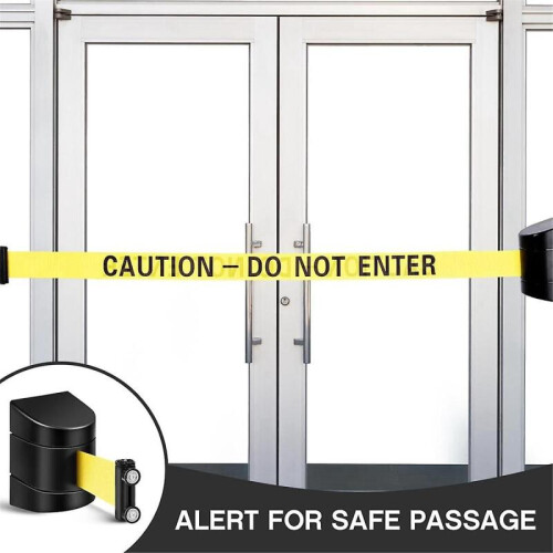 16.4 Ft Magnetic Wall Mount Retractable Belt Barrier, Crowd Control Wall Barrier Fixed Safety Belt 1