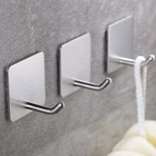 Adhesive Towel Hooks for Bedroom Bathrooms, Stainless Steel Water Resistant Hooks, Create More Space in Your Home, Strong Adhesion No Drilling Require