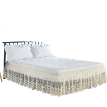 Beautiful Design 18 Inch Drop Delicate Ruffled Lace Bed Skirt (Beige)