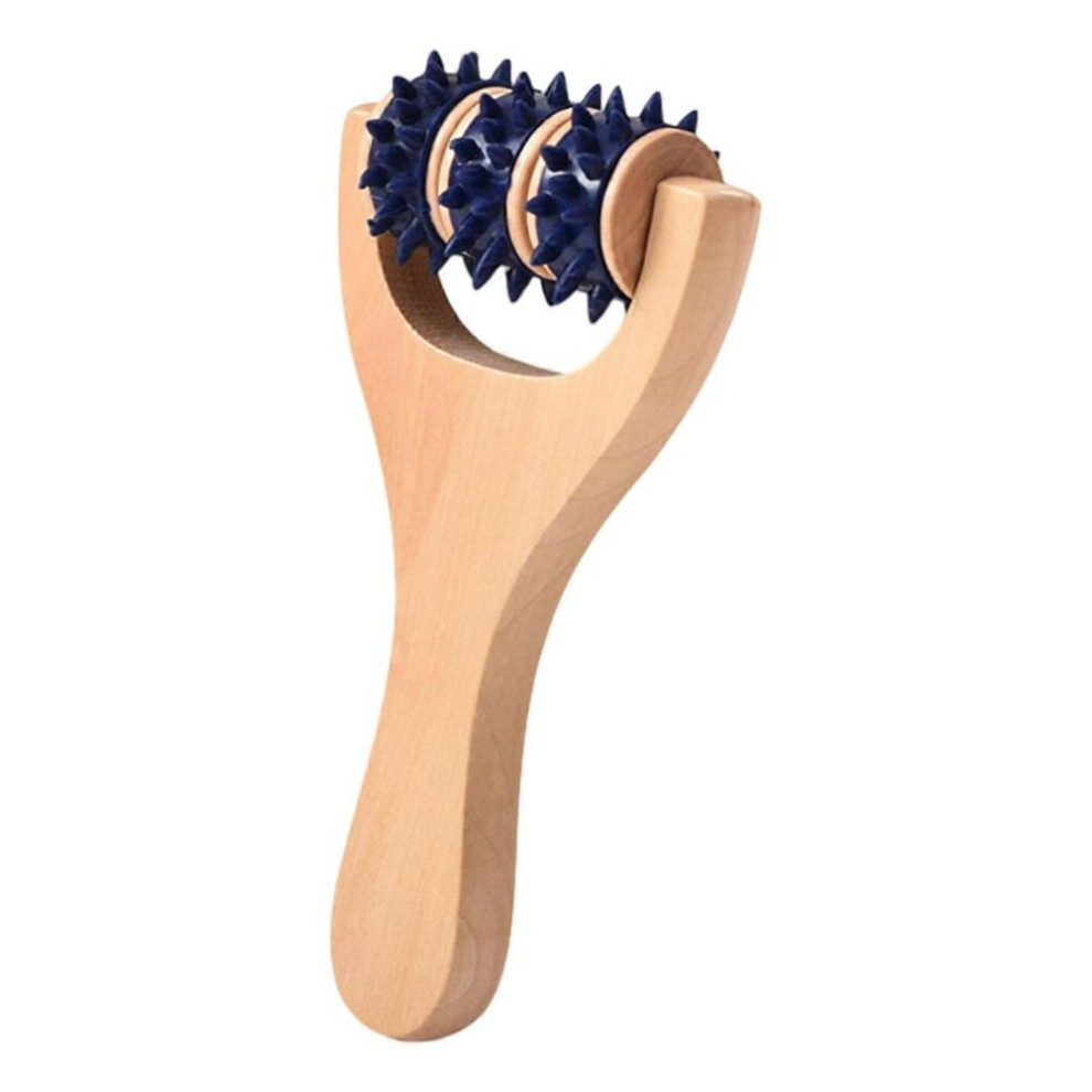 (Blue)Ergonomic Wooden Massage Roller For Muscle Reliefs Portable Handheld Body Massagers For Office Gym Travel Use Blue