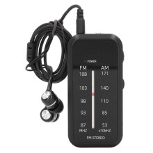 Pocket Radio Mini AM FM Stereo Radio AAA Battery Powered Portable Radio with Earphones for Indoors Outdoors Emergency