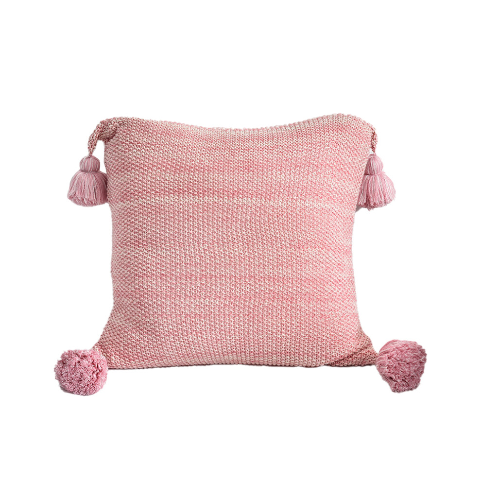 Chenille Fabric Accent, Neutral Pillow Cases For Office Car, Superb Craftsmanship With Handmade Tassels, 18X18 Inch Boho Decorative Pillow Cover With 9554910184806