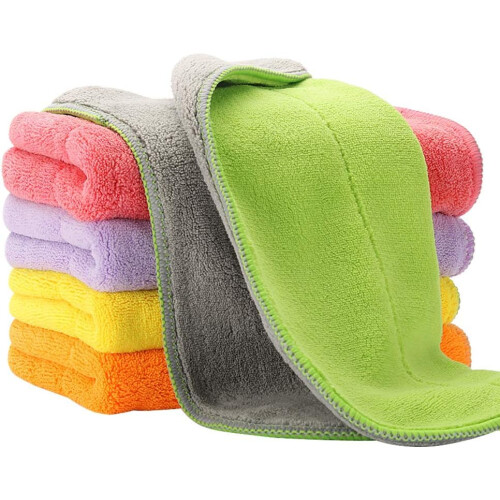 Toalhas de microfibra com bordas sem costura, secagem rápida e superabsorventes, ideais para limpeza multiuso. Fáceis de cuidar e sem soltar