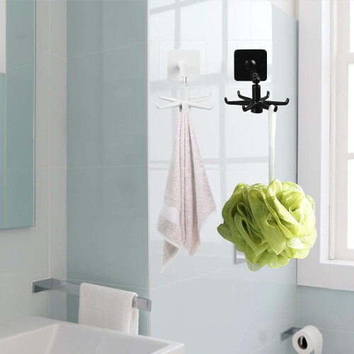 Space-savvy Rotating Hook, 360 Degrees Rotatable Design for Multi-functional Storage, 180 Degrees Vertical Flip, Utility Hooks for Kitchen, Bath, Offi 1
