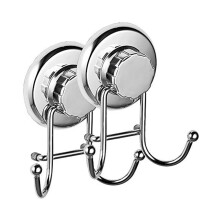 Strong Suction Cup Double Hanger, Anti-rust Stainless Steel Hooks for Practical and Convenient Design (2 Pack)