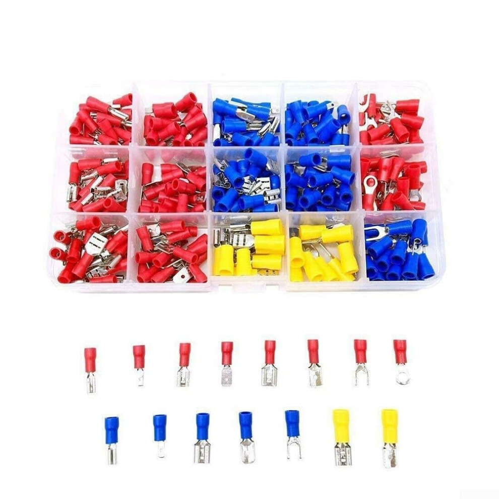 Insulated Crimp Spade Terminal Kit 280Pcs Connectors Pvc Housing Copper Terminals Automotive Wiring Red/Blue/Yellow 9001264517250