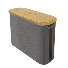 Toilet Paper Storage, Stackable and Foldable, Bathroom Organizer, Waterproof Toilet Paper Storage with Lid, Toilet Paper Basket, Beige (Grey) Gray