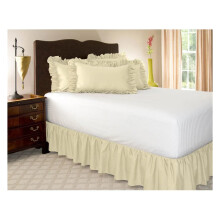 Bed skirt with wrinkle and lightresistant fabric, wide elastic waistband (Beige)