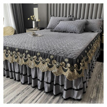 Padded Thickened Bed Skirt Warmer, Winter Crystal Velvet Warm Day Blanket (Color4, 3 Pcs)