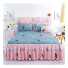 Elegant bed skirts with floral patterns, bow lace, bed covers (A, 150x200 cm)