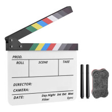 Professional Acrylic Clapboard Dry Erase Clapperboard Director Cut Action Scene For Film With Marker Pen Reusable