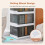 Foldable plastic storage boxes, stackable, transparent, with lid and wheels 4