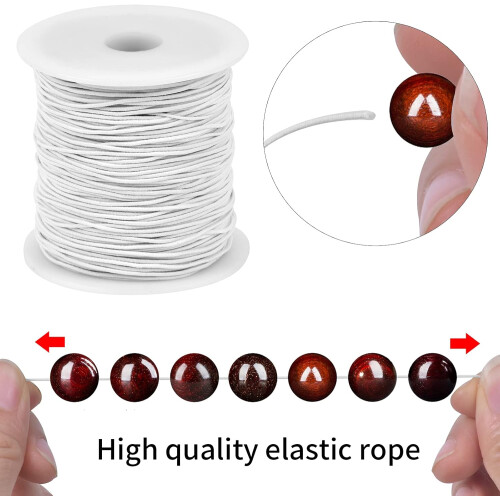 0.8 mm Elastic Thread, 100 m Stretch Cord, Bead Thread, Rubber Cord for DIY Bracelets (White) 1