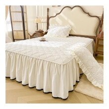 Quilted bed skirt, thick day blanket, ruffles, bed cover (Mibai, King 180 x 200 cm)