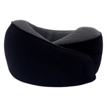 (Black)U-shaped Pillow Memory Foam Thick Elastic Travel Neck Pillow Foldable Pain Relief Chin Wrap Support Long Flight Neck Support Office Nap Pi