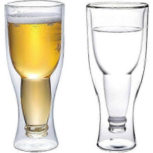 Beer Glass, 350ml Set of 2, Double Wall Insulated Inverted Glass, Craft Beer Glass, Beer Glassware