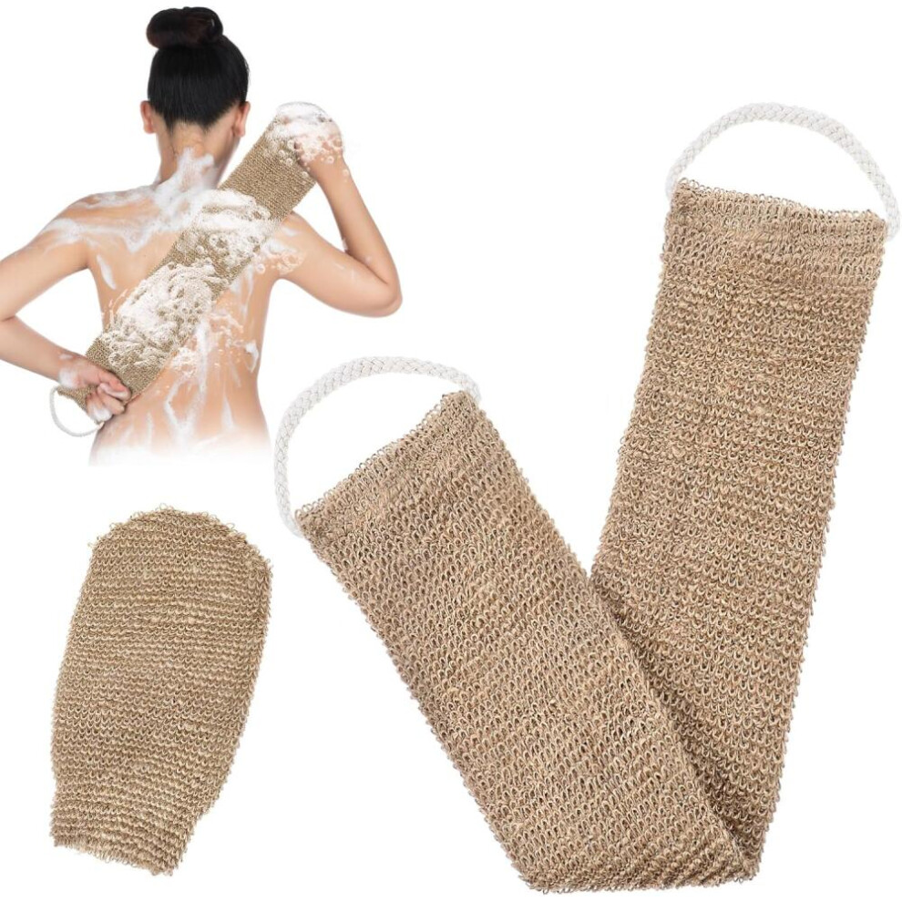 Bamboo Back Cleansing Mitt - 100% Natural Hemp Exfoliating Sponge for Shower and Bath - Unisex