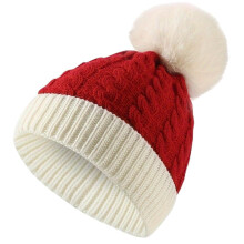 Weihnachtsmütze, Baby-Wintermütze, rot-weiße Strickmütze, Weihnachtsmann, Kinder-Bommelmütze, festliche Weihnachts- und Partymütze