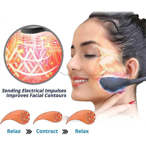 (Black)Perfect Jaw Ems Microcurrent Lifting Device,ems Microcurrent Face V Shape Beauty Device V Face Shaping Massager Tw 2