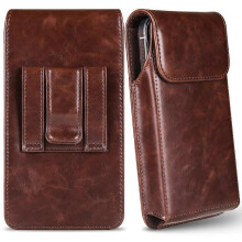 Leather Cell Phone Holster with Belt Loop, Phone Belt Holder iPhone for 16 Pro Max, 15 Pro Max, Galaxy S25 Plus