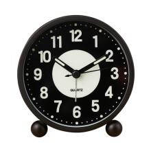 Alarm Clock Luminous 4 Inchround Silent Analog Table Clock Non-ticking,battery Operated With Loud A The best Gift for Children