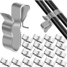 Cable Clips Metal Wire Clips Trailer Cable Frame Stainless Steel Clamp Electric Cable Jumper Cable Tidy Clips for Photovoltaic Solar Panel 50Pcs