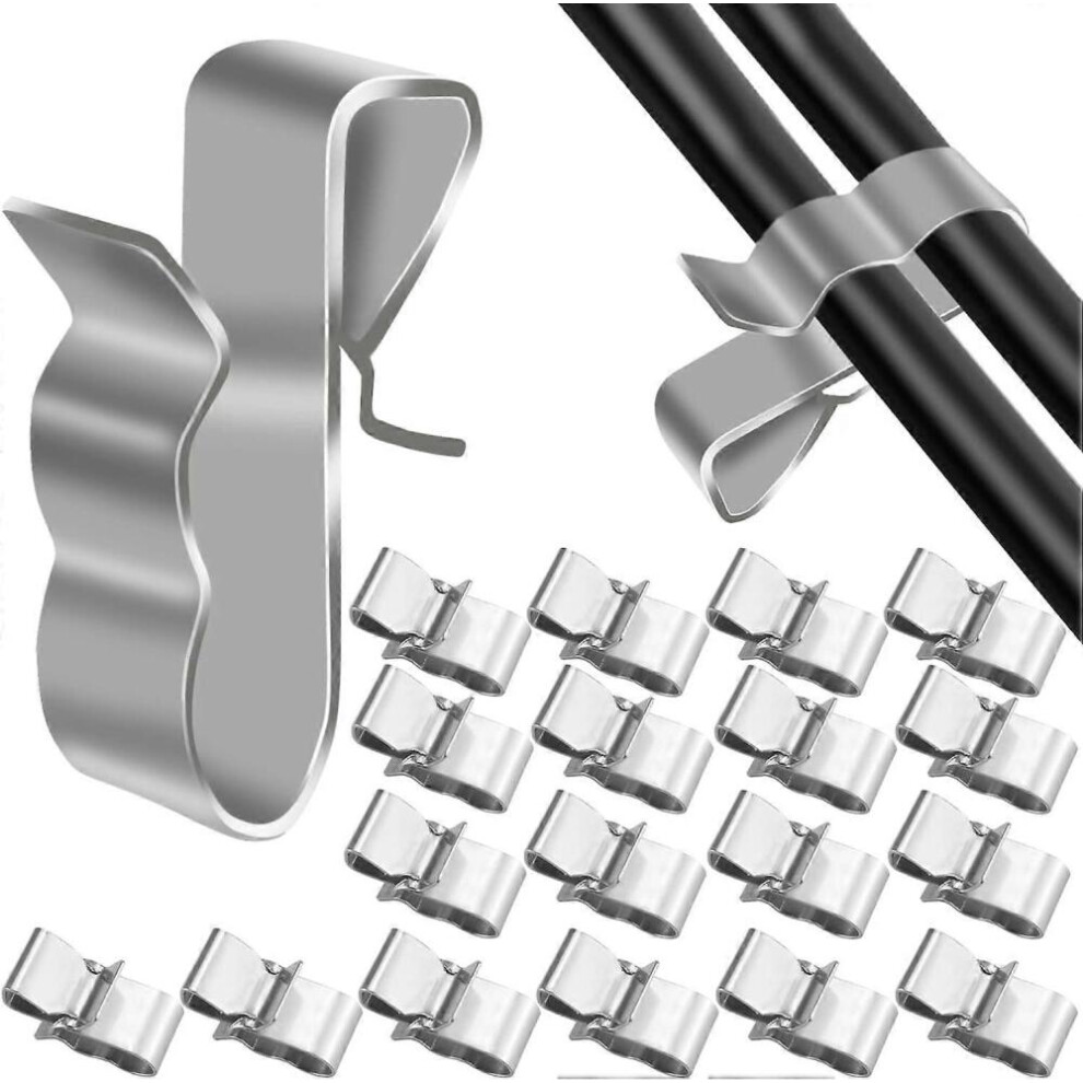 Cable Clips Metal Wire Clips Trailer Cable Frame Stainless Steel Clamp Electric Cable Jumper Cable Tidy Clips For Photovoltaic Solar Panel 50Pcs 7057162495567