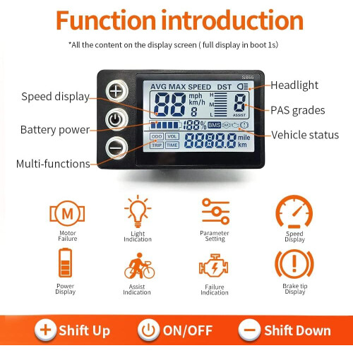 24V 36V 48V 60V Waterproof LCD Display S866 Controller Panel Dashboard Electric Bike Display for El 2