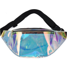 Sac banane holographique translucide pour la plage et les voyages, avec pochette pour les hanches et les fesses.