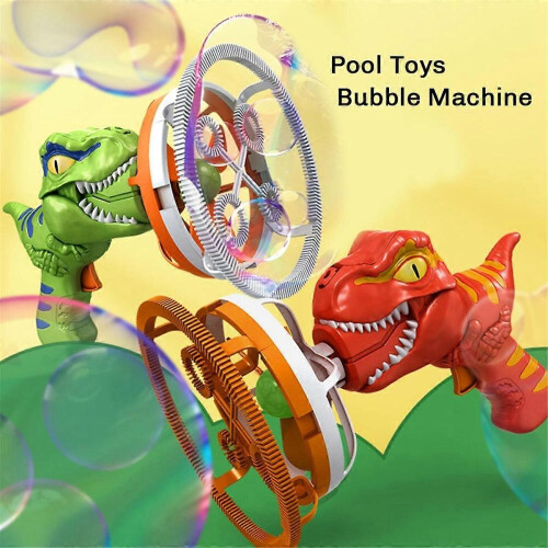 (Blue)Fan Dinosaur Bubble Machine in Bubble Handheld Electric Dinosaur Bubble Machine Bubble Dinosaur Pool 2