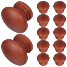 Cabinet Knobs Wooden Drawer Handles compatible with Cabinets Simple Design Furniture Hardware Dark Red 12Pcs Edition 0711