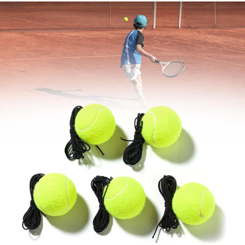 Tennis Training Balls 5 Pack With String Practice Tool And Replacement Trainer Included Portable Rebound Trainer 1