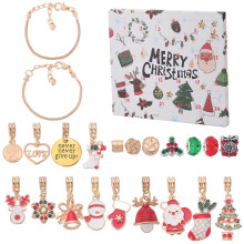 Box Weihnachtskalender Adventsarmband Adventskalender Blindbox Countdown-Kalender 24 Tage Weihnachts-Adventskalender DIY-Armbänder kompatibel