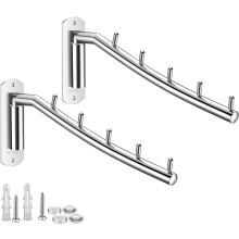 Foldable Stainless Steel Swing Arm Closet Storage Organizer, Wall Mounted For Heavy Duty Space Saving