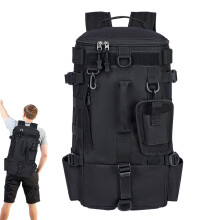 Fishing Backpack Bait Storage Waterproof Rucksack With Rod Holder For Kayak Trips Motorcycle Travel Black