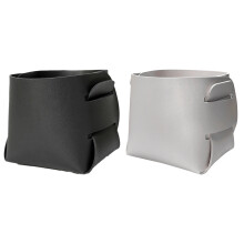 Lifetime Warranty, Elegant Leather Desktop Storage for Lightweight and Easy-to-Fold Collapsible Square Basket Bin